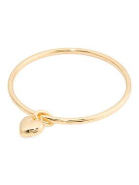 MILOR GOLD Made In Italy 14kt Gold Polished Bangle Heart Charm Bracelet